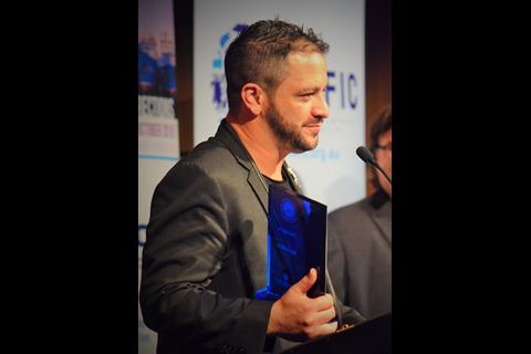 Incontro chef Peter Manifis accepting his Award for Best Restaurant